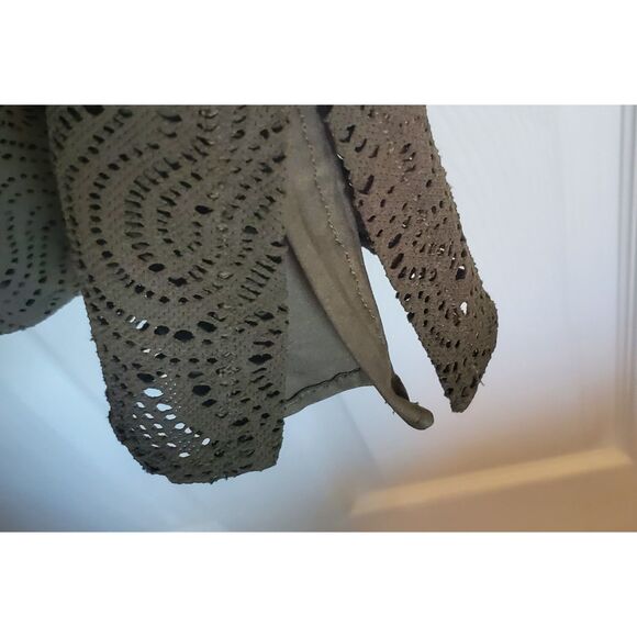 Trina Turk Deep Olive Green Crochet Style Lace Lined Dress With Cowl Neck Size M - Picture 2 of 7